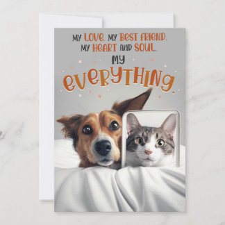 Liefde en vriendschap Kaart met hond en kat