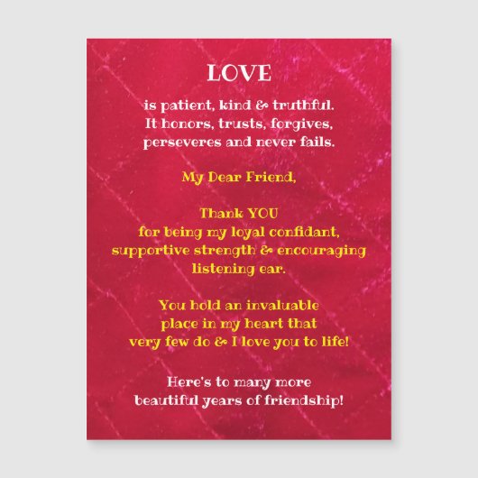 Liefde en vriendschap Magnetisch Wenskaart (Voorkant)
