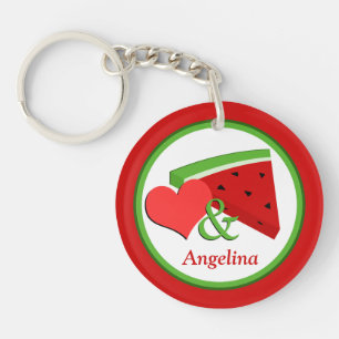 Liefde en watermeloen - Persoonlijke acrylische Sl Sleutelhanger