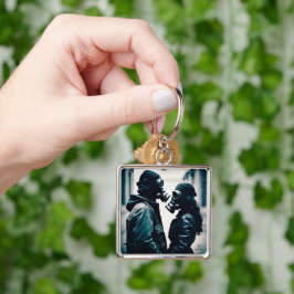 LIEFDE EN WEERSTAND Analoog Premium Metaal Sleutelhanger