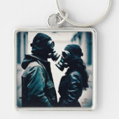 LIEFDE EN WEERSTAND Analoog Premium Metaal Sleutelhanger (Voorkant)