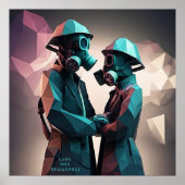 LIEFDE EN WEERSTAND Isometrische lage poly Poster (Voorkant)