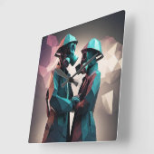 LIEFDE EN WEERSTAND Isometrische lage poly Vierkante Klok (Hoek)