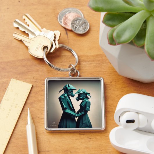 LIEFDE EN WEERSTAND Origami 2 Premium Metaal Sleutelhanger (Bureau)