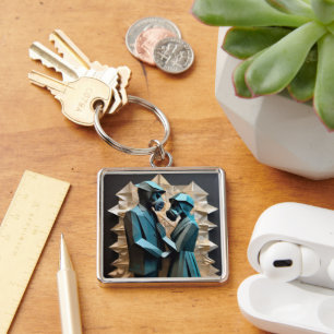 LIEFDE EN WEERSTAND Origami 3 Premium Metaal Sleutelhanger
