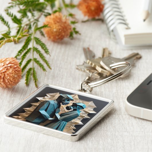 LIEFDE EN WEERSTAND Origami 3 Premium Metaal Sleutelhanger (Zijkant)