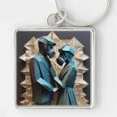 LIEFDE EN WEERSTAND Origami 3 Premium Metaal Sleutelhanger (Voorkant)