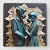 LIEFDE EN WEERSTAND Origami 3 Vierkante Klok (Voorkant)