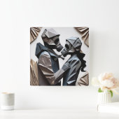 LIEFDE EN WEERSTAND Origami 4 Vierkante Klok (Huis)