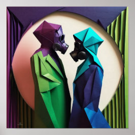 LIEFDE EN WEERSTAND Origami Levendig Poster