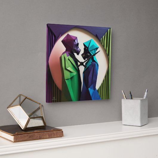 LIEFDE EN WEERSTAND Origami Levendig Vierkante Klok (Kantoor)