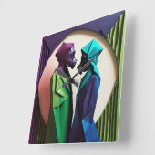 LIEFDE EN WEERSTAND Origami Levendig Vierkante Klok (Hoek)