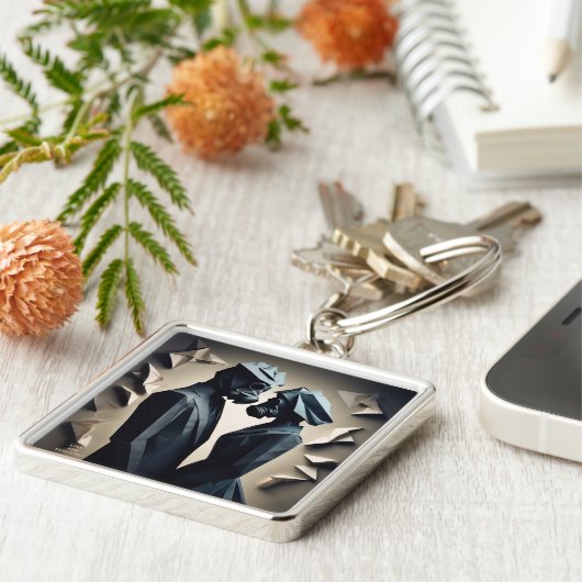 LIEFDE EN WEERSTAND Origami Premium Metal Sleutelh Sleutelhanger (Zijkant)