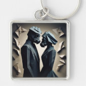 LIEFDE EN WEERSTAND Origami Premium Metal Sleutelh Sleutelhanger (Voorkant)