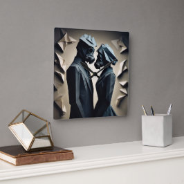 LIEFDE EN WEERSTAND Origami Vierkante Klok