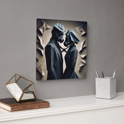LIEFDE EN WEERSTAND Origami Vierkante Klok (Kantoor)