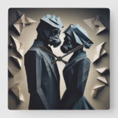 LIEFDE EN WEERSTAND Origami Vierkante Klok (Voorkant)