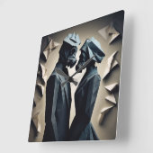 LIEFDE EN WEERSTAND Origami Vierkante Klok (Hoek)