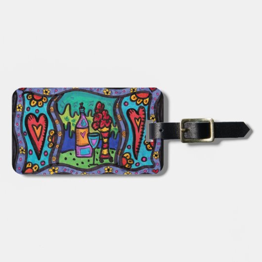 Liefde en wijn bagagelabel (Voorkant horizontaal)