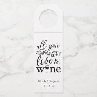 Liefde en wijn Favor hanglabels, drankfleslabels Flessenhanger