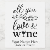 Liefde en Wijn Favor Labels Etiket (Enkel label)