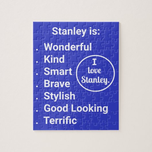 Liefde en woorden in blauw en wit legpuzzel (Verticaal)