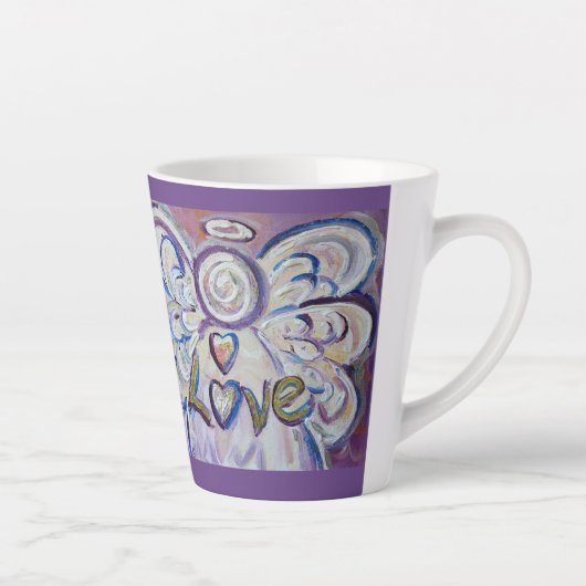 Liefde Engel Woord Kunst Custom Latte Mok Cup (Rechts)