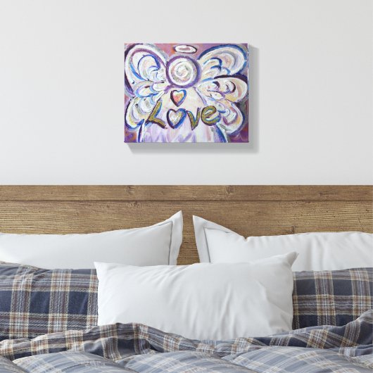 Liefde Engel Woord Kunst Verpakt Canvas (Insitu (Slaapkamer))