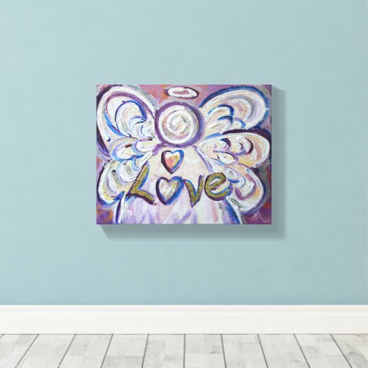 Liefde Engel Woord Kunst Verpakt Canvas (Insitu (Houten vloer))