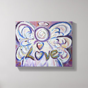 Liefde Engel Woord Kunst Verpakt Canvas Afdruk