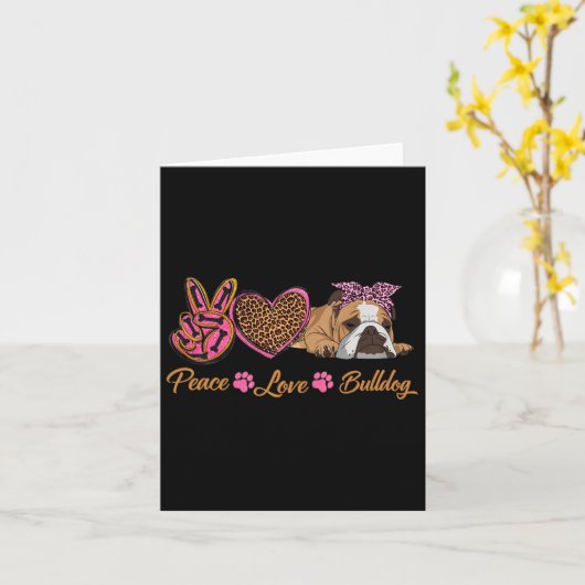 Liefde Engels Bulldog Fun Puppy Dog Moeder's Da Kaart (Gele Bloem)