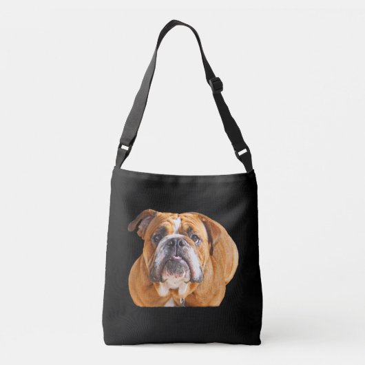 Liefde Engels Bulldog hondengezicht - bruine masco Crossbody Tas (Achterkant)