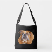 Liefde Engels Bulldog hondengezicht - bruine masco Crossbody Tas (Voorkant)