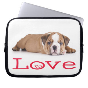 Liefde Engelse Bulldog Puppy Hond Laptop Hoes Case