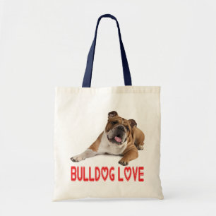 Liefde Engelse Bulldog Tan & Witte Puppie Hond Tote Bag