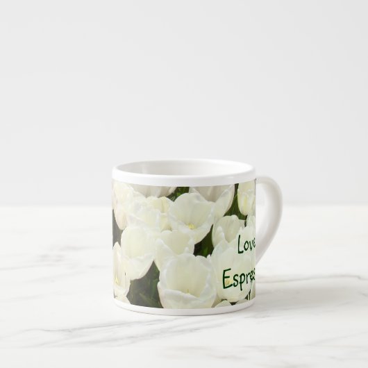 Liefde Espresso mokken Rood Witte Tulp Bloemen (Voorkant rechts)