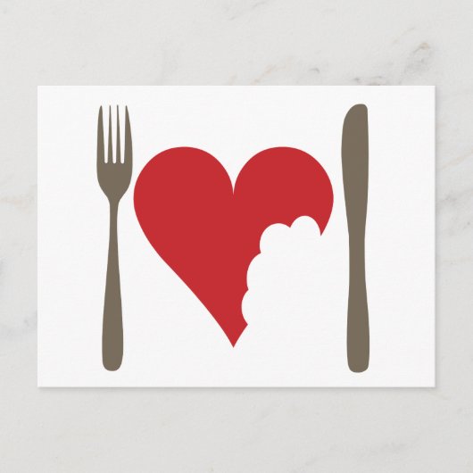 Liefde eten, liefdeshart briefkaart (Voorkant)