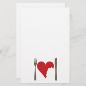 Liefde eten, liefdeshart briefpapier (Voorkant / Achterkant)