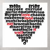 Liefde eten, liefdeshart poster (Voorkant)