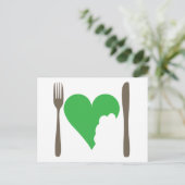 Liefde eten, liefdeshartenliefdesspel briefkaart (Staand voorkant)