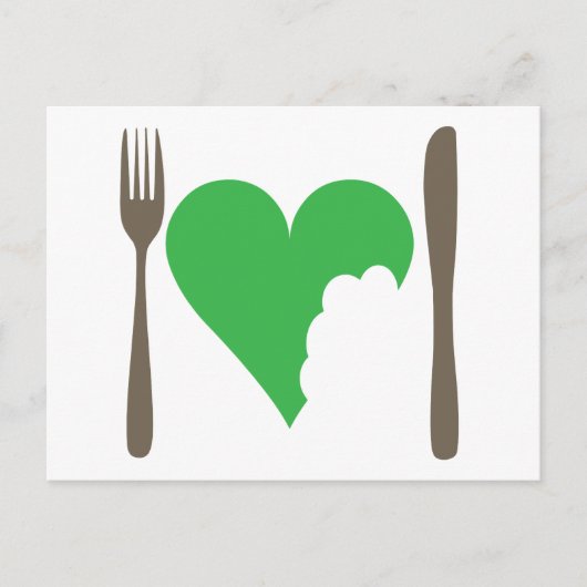 Liefde eten, liefdeshartenliefdesspel briefkaart (Voorkant)