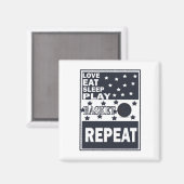 Liefde eten slaap spelen basketbal herhalen magneet (Voorkant / Achterkant)