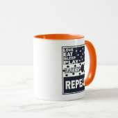 Liefde eten slaap spelen basketbal herhalen mok (Voorkant rechts)