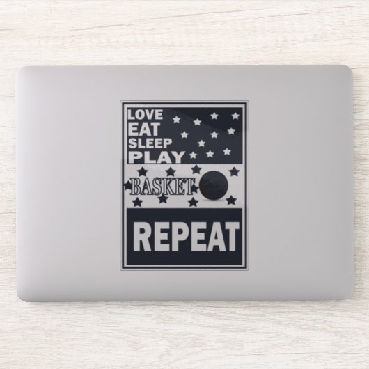 Liefde eten slaap spelen basketbal herhalen sticker (Computer)