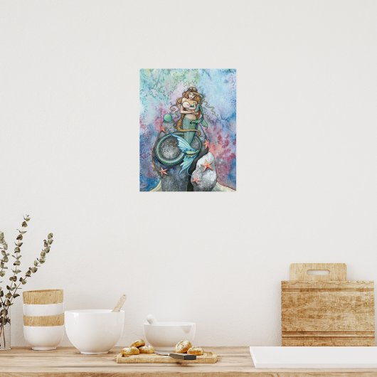 Liefde Eternal Mermaid Moeder en Baby Poster (Keuken)