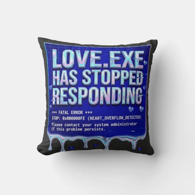Liefde Exe Blauwe Scherm Dood Y2K Tech Grappige Co Kussen (Voorkant)
