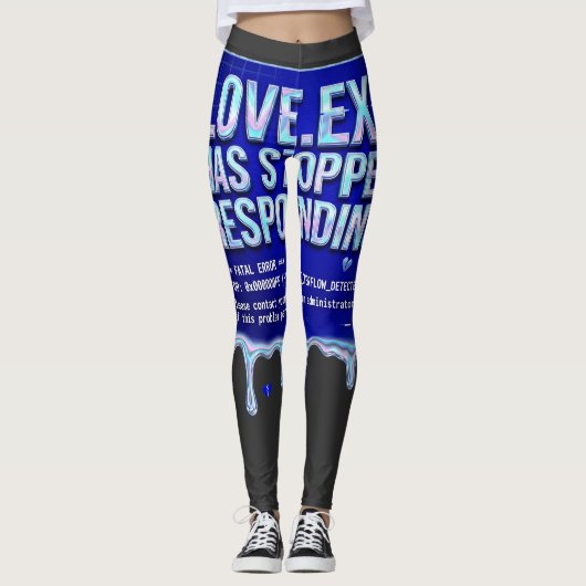 Liefde Exe Blauwe Scherm Dood Y2K Tech Grappige Co Leggings (Voorkant)