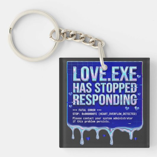 Liefde Exe Blauwe Scherm Dood Y2K Tech Grappige Co Sleutelhanger (voorkant)