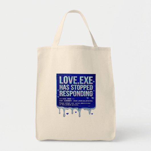 Liefde Exe Blauwe Scherm Dood Y2K Tech Grappige Co Tote Bag (Voorkant)