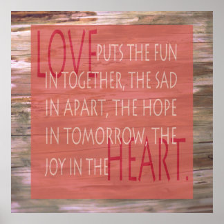 Liefde-expressieve gedicht poster met houten teken